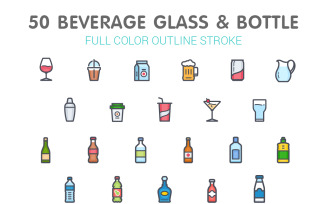 Glass & Bottle Line With Color Iconset template