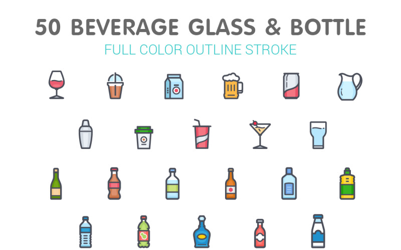 Glass & Bottle Line With Color Iconset template Icon Set