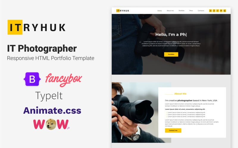 IT Photographer - Responsive HTML Portfolio Template Landing Page Template