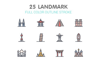 Landmark Line with Color Iconset template