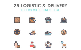 Logistic & Delivery Line with Color Iconset template