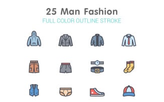Man Fashion Line with Color Iconset template