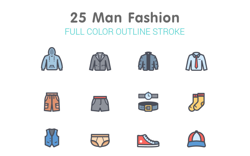 Man Fashion Line with Color Iconset template Icon Set