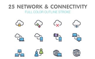 Network & Connectivity Line with Color Iconset template
