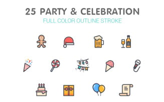 Party & Celebrate Line with Color Iconset template