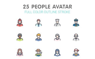 People Avatar Line with Color Iconset template