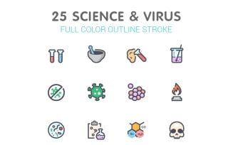 Science & Virus Line with Color Iconset template