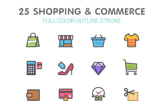 Shopping & Commerce Line with Color Iconset template
