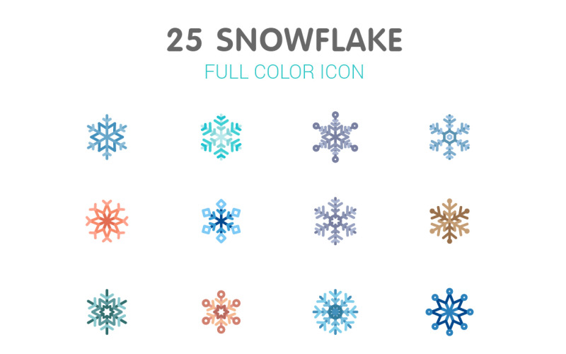 Snowflake Line with Color Iconset template Icon Set