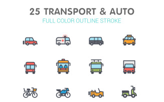 Transport & Auto Line with Color Iconset template