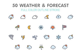 Weather & Forecast Line with Color Iconset template