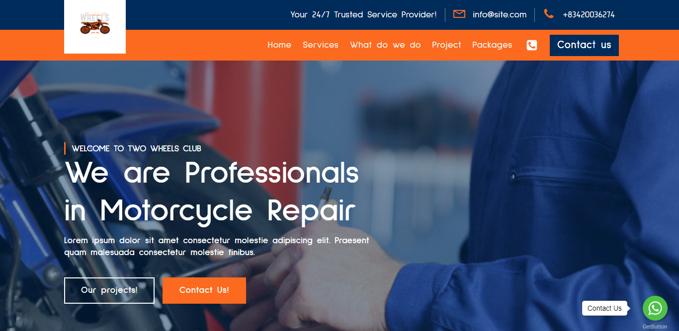 Motorcycle Repair Service Landing Page