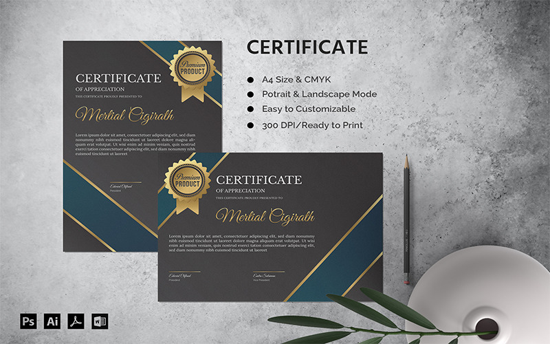 Mertial Cigirath - Certificate Template