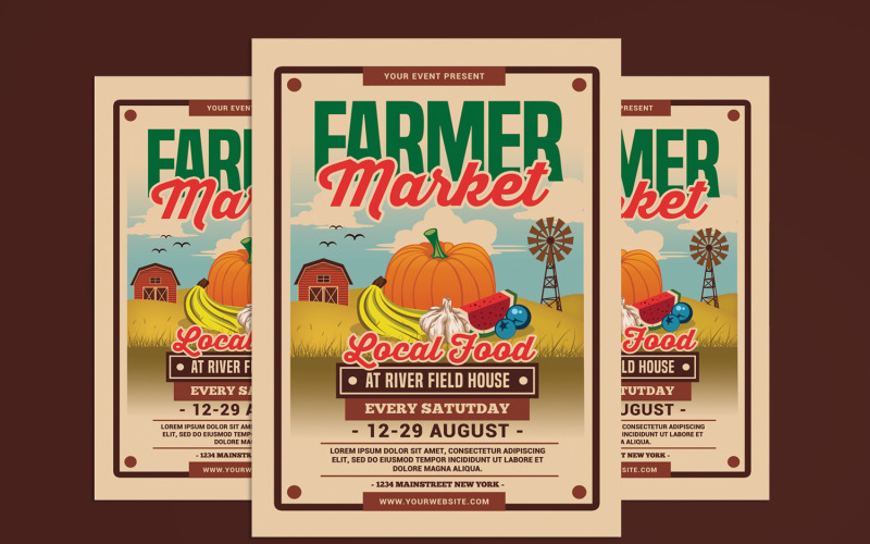 Farmer Market Festival Flyer Template Corporate Identity
