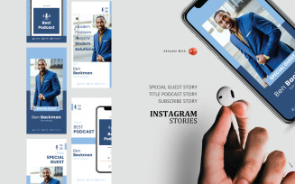 Podcast Instagram Stories and Post Social Media Template - Business Managing