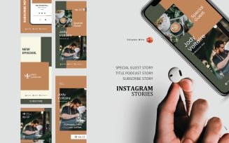 Podcast Instagram Stories and Post Social Media Template - Coffee Barista Story