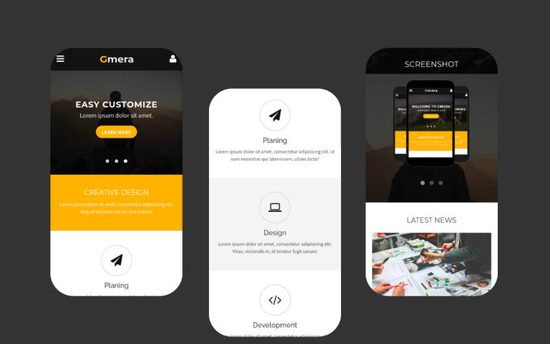 Gmera - Multipurpose Mobile Website Template