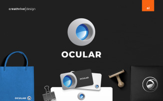 Ocular Lens Logo Template