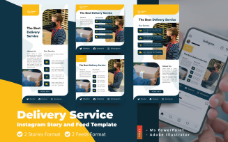Delivery Service Instagram Story and Feed Social Media Template