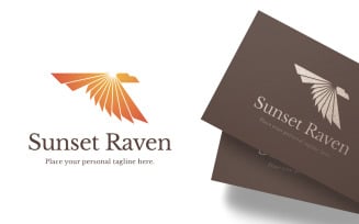 Sun Rays Bird Logo Template