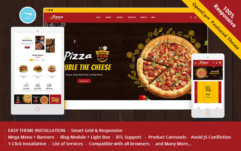 Pizza - OpenCart Theme for Online Pizza & Fast Food Store OpenCart Template