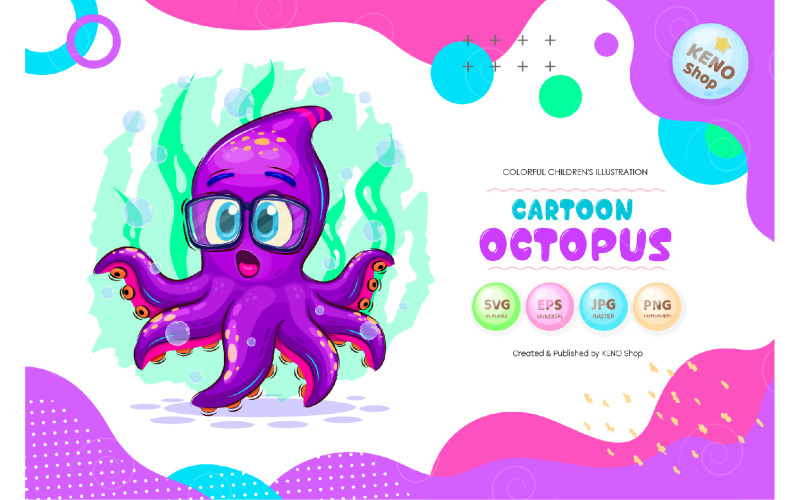Cartoon Surprised Octopus Vector Vector Graphic