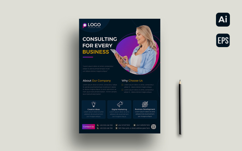 Free Business Consulting Flyer Template Design Corporate Identity