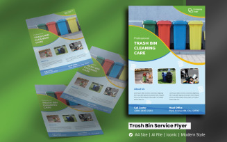 Trash Bin Cleaning Service Flyer Corporate Identity Template
