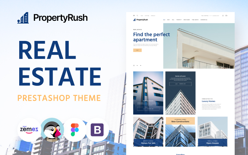 PropertyRush - PrestaShop-thema voor onroerend goed eCommerce