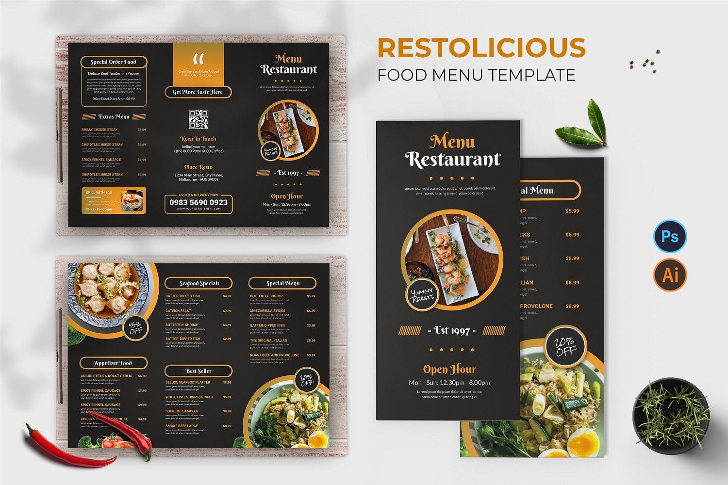 Kit Graphique #184273 Restaurant Menu Divers Modles Web - Logo template Preview