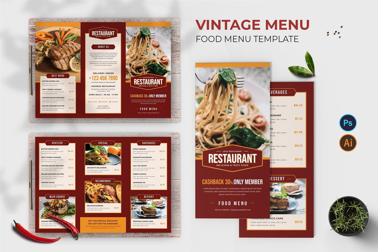 Kit Graphique #184275 Restaurant Menu Divers Modles Web - Logo template Preview