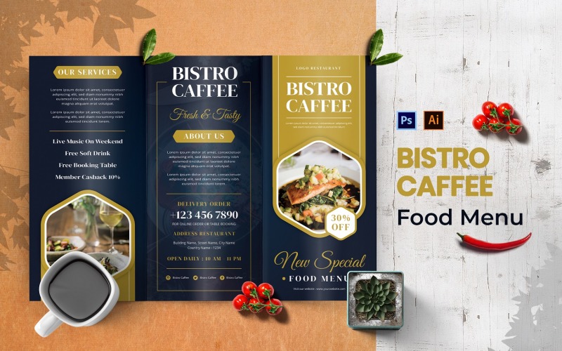 Bistro Caffee Food Menu Print Template Corporate Identity