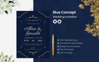Blue Concept Wedding Invitation