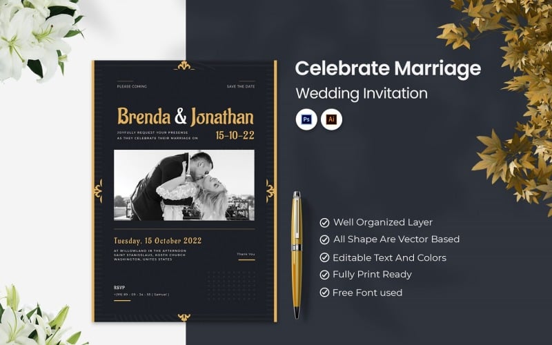 Celebrate Marriage Wedding Invitation Corporate Identity