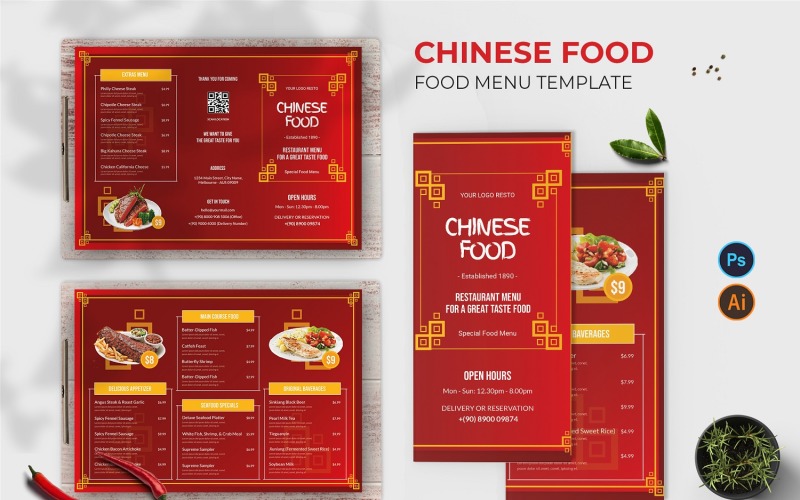 Chiness Food Menu Print Template Corporate Identity
