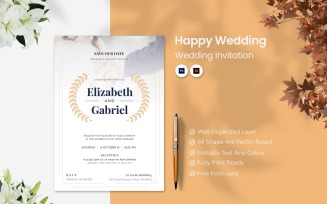 Happy Wedding Invitation Print Template