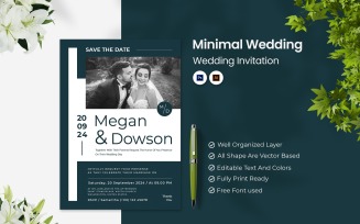 Minimal Wedding Invitation Print Template