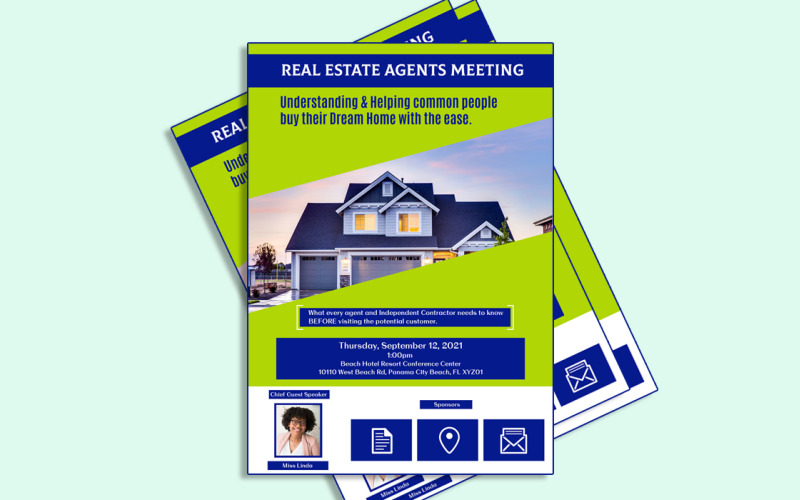 Real Estate Agents Meeting Flyer Template Corporate Identity