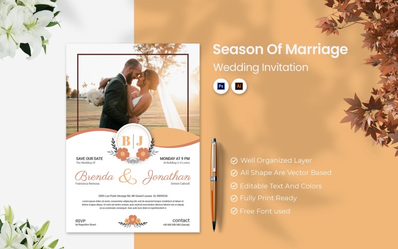 Season Of Marriage Wedding Invitation Corporate Identity