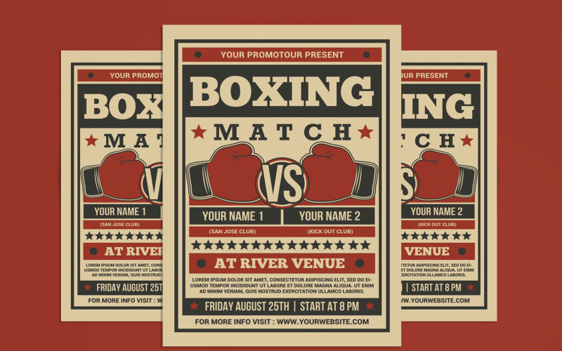 Boxing Match Flyer Template Corporate Identity