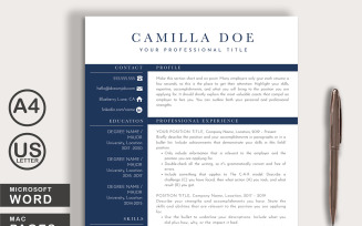 Camilla Resume Template Word + Pages