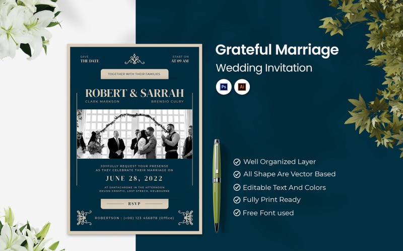 Grateful Marriage Wedding Invitation Corporate Identity