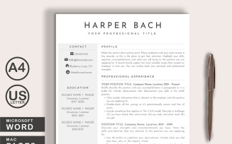 Harper Resume Template Word + Pages
