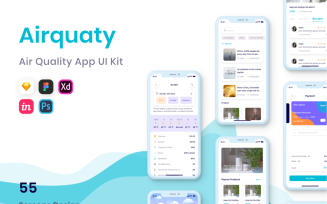 Airquaty - Air Quality App Mobile UI Elements