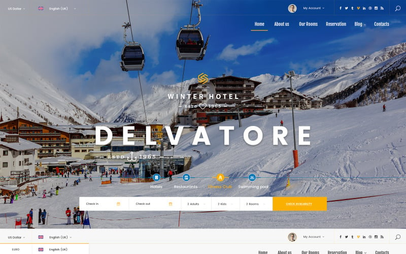Delvatore - Hotel Booking Bootstrap Template Website Template