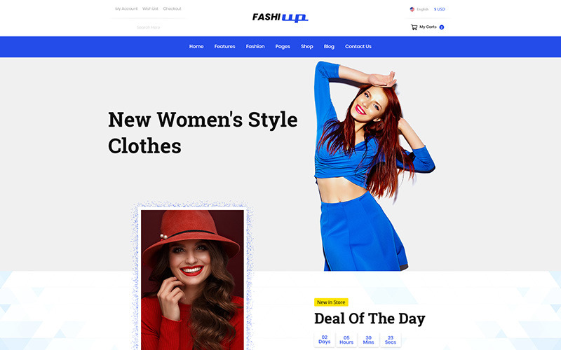 FashiUp - eCommerce Fashion PSD template PSD Template