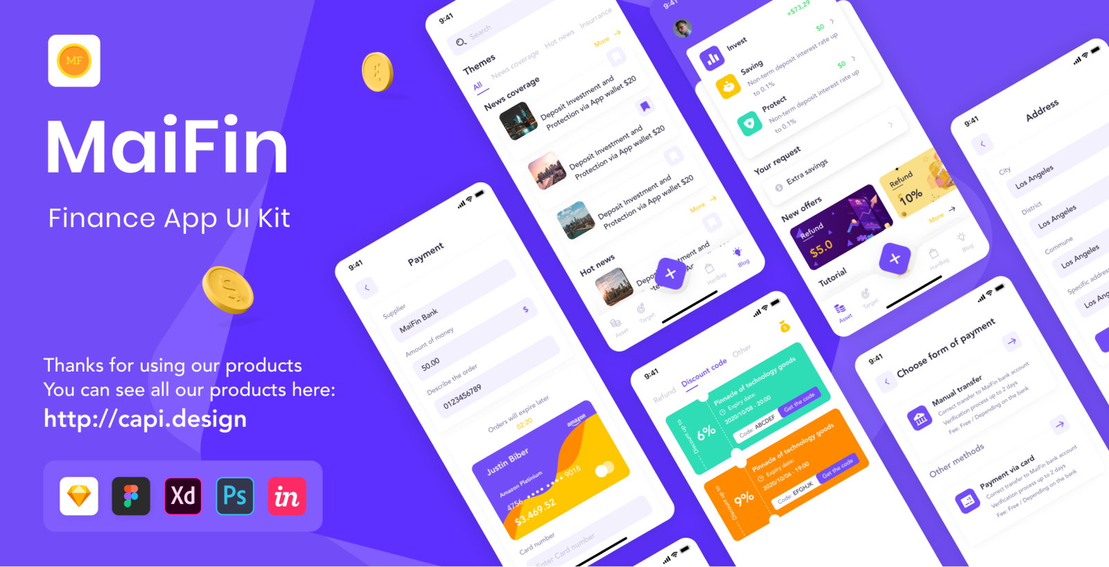 MaiFin - Finance App UI Elements