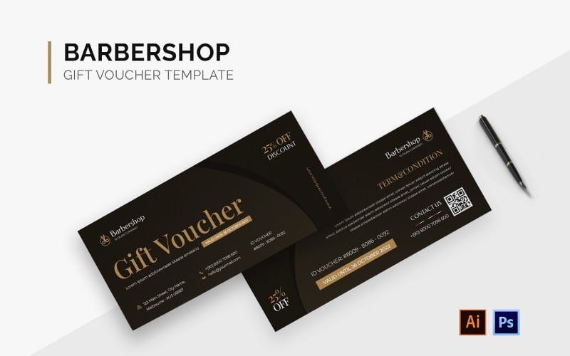 Barbershop Discount Gift Voucher Corporate Identity