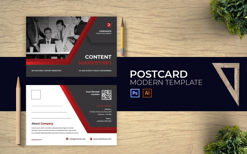 Content Marketing Postcard Corporate Identity