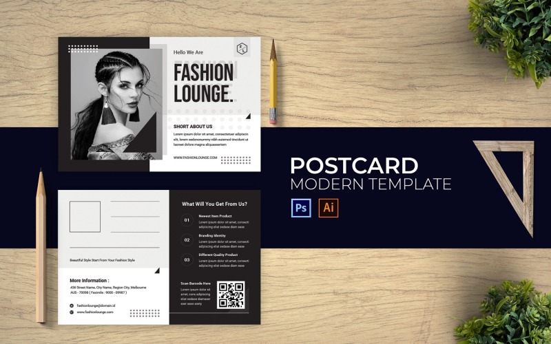 Fashion Lounge Post Card Print Template Corporate Identity